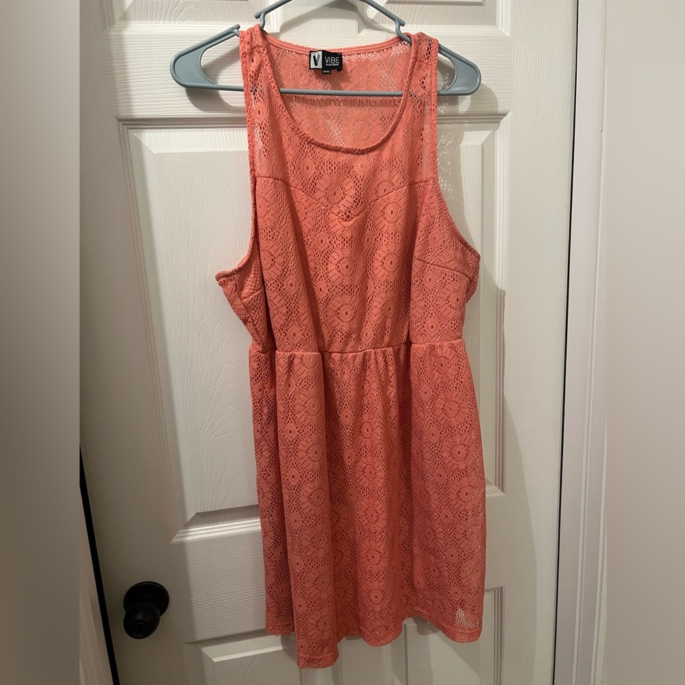 2XL Coral Crochet Dress